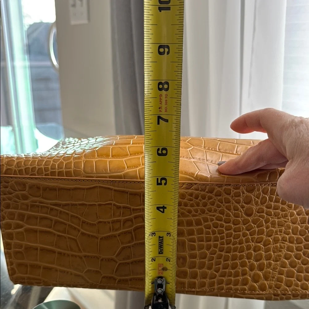 Vince Camuto Gold Tan Satchel with Crocodile Texture - Picture 13 of 13